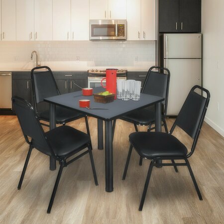 KEE Square Tables > Breakroom Tables > Kee Square Table & Chair Sets, 42 W, 42 L, 29 H, Grey TB4242GYBPBK29BK